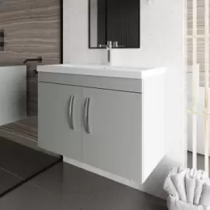 Image of Nuie - Athena Wall Hung 2-Door Vanity Unit with Basin-1 800mm Wide - Gloss Grey Mist