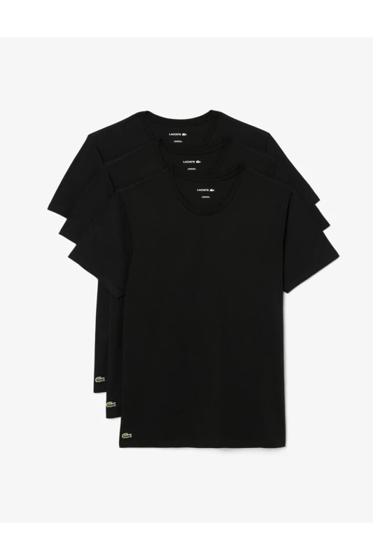 Image of Lacoste 3 Pack Crew Lounge T-Shirts Black XL