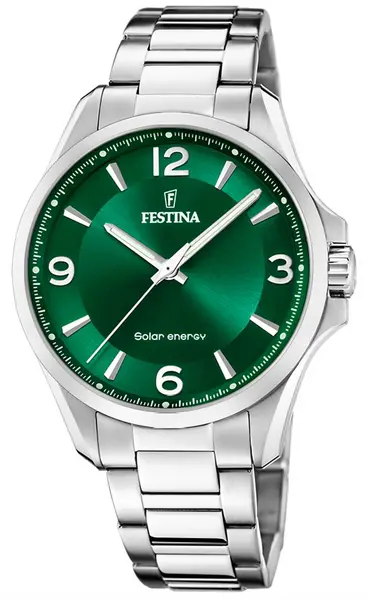Image of Festina F20656/3 Mens Solar Energy (41.5mm) Green Dial / Watch