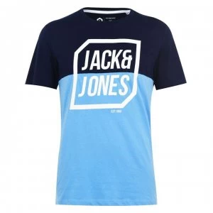 Image of Jack and Jones Half Logo T Shirt Mens - Maritime/Azure