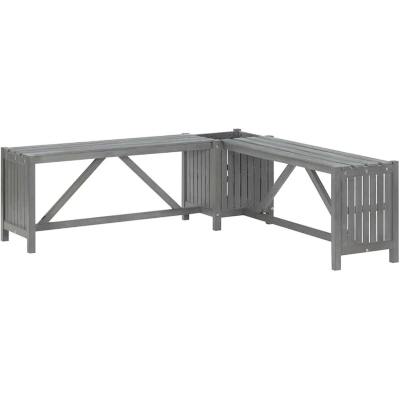 Image of VIDAXL Garden Corner Bench with Planter 117cm Solid Acacia Wood Grey Vidaxl 8720286113431