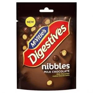 image of McVities Digestives Nibbles Milk Chocolate In Resealable Packet 120g