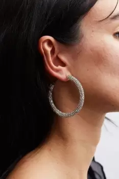 Image of Gold Crystal Aurora Borealis Diamante Tube Hoop Earrings
