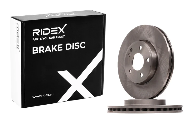 Image of RIDEX 82B1172 Brake disc Front Axle, Vented, Cast Iron, Uncoated, Untreated, without bolts/screws Cast Iron Brake Disc (82)