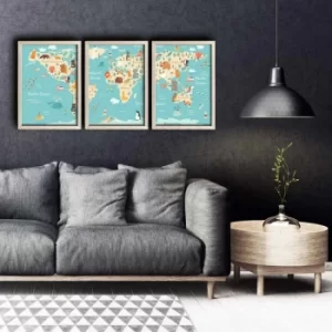 Image of 3PKCT-007 Multicolor Decorative Framed MDF Painting (3 Pieces)