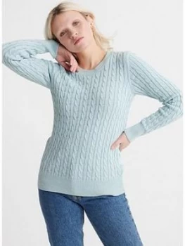 image of Superdry Croyde Bay Knitted Jumper - Turquoise Size 10, Women