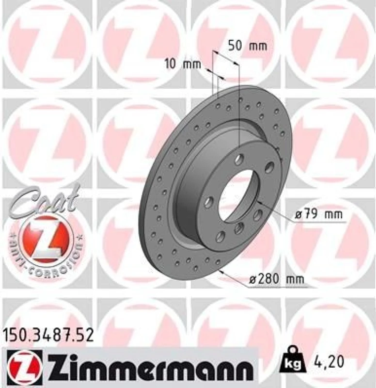 Image of ZIMMERMANN Brake disc ZIMMERMANN 150.3487.52