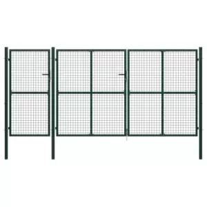 Image of Vidaxl Garden Gate Steel 400X150 Cm Green
