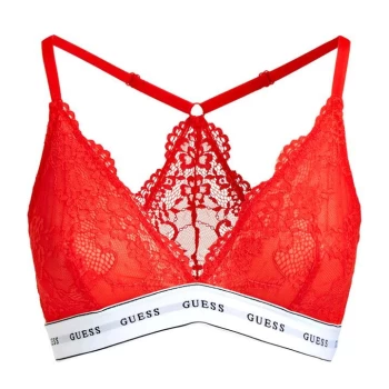 image of Guess Flower Lace Triangle Bralette - Red