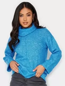 image of PixieGirl Petite Roll Neck Boxy Jumper, Blue, Size 16-18, Women