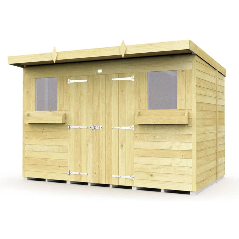 Image of Flat Pack Sheds DIY Sheds 10 x 5 Pent Summer Shed, Brown 10X5PSSFF