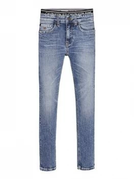 image of Calvin Klein Jeans Boys Skinny Vintage Jeans - Light Blue, Size Age: 10 Years