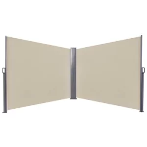 image of Outsunny Steel Frame Retractable Double Side Awning Beige