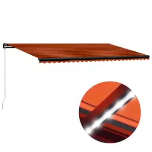 image of Vidaxl Manual Retractable Awning With LED 600X300 Cm Orange And Brown