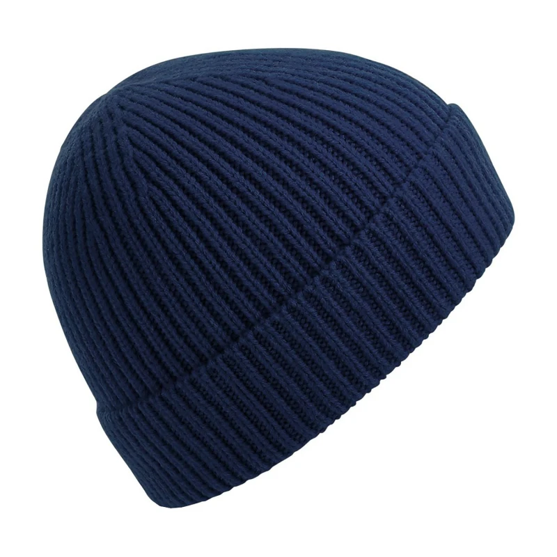 Image of Beechfield Beechfield Men Engineered Knit Ribbed Beanie in Navy Navy One Size Male 5059444183867
