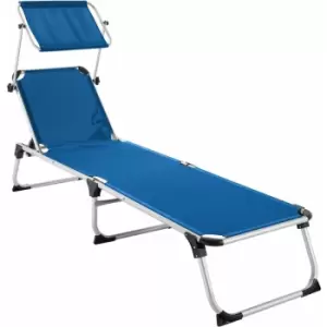 image of Tectake - Sun lounger Aurelie w/ 6 step adjustable aluminium frame - garden lounger, garden sun lounger, reclining sun lounger - blue - blue