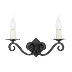 image of Black Twin Wall Light Iron Hand Made Elegant Double LED E14 60W