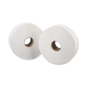 image of 5 Star Facilities Jumbo Toilet Roll 2 Ply Sheet Size 250x92mm 410m White Pack of 6