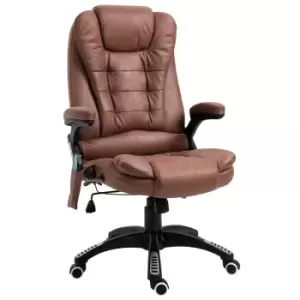 Image of Vinsetto Ergonomic Office Chair Massage Recliner Gaming Heated Home Office Padded Leathaire Fabric & Swivel Base Brown