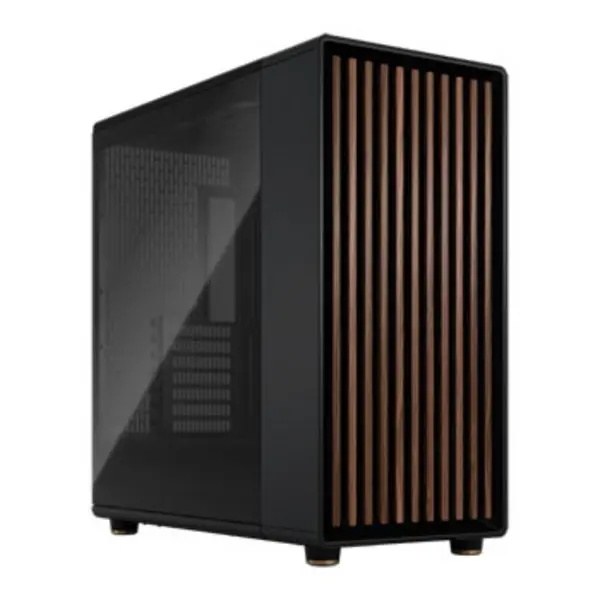 image of Fractal Design Fractal Design North XL Charcoal Black (TG Dark) Case w/ Dark Tint Glass Window E-ATX 3 PWM Fans USB-C Walnut Front FD-C-NOR1X-02