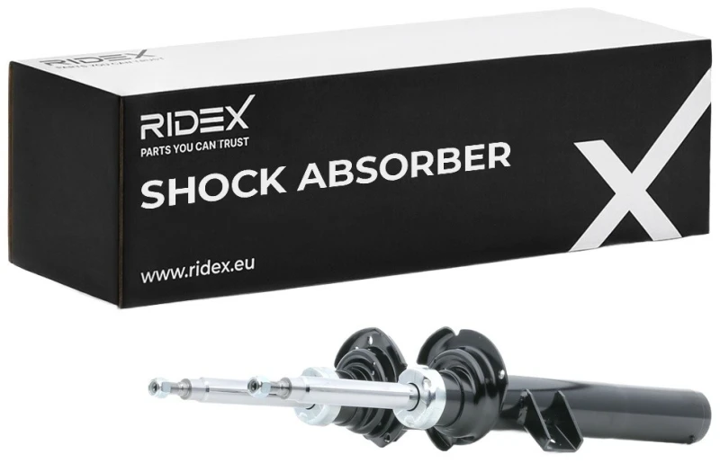 Image of RIDEX 854S2584 Shock absorber Front Axle Left, Gas Pressure, Twin-Tube, Suspension Strut, Bottom Clamp Shock Absorber (854)