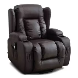 Image of Caesar Electric Dual Motor Rise Massage Heated Recliner - Brown