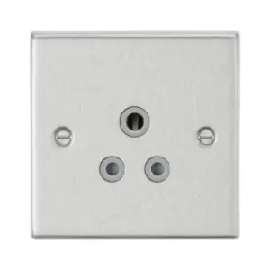 Image of Knightsbridge - 5A Unswitched Socket - Square Edge Brushed Chrome Finish with Grey Insert