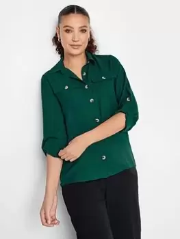 image of Long Tall Sally Long Sleeve Utility Shirt - Green, Size 10, Women