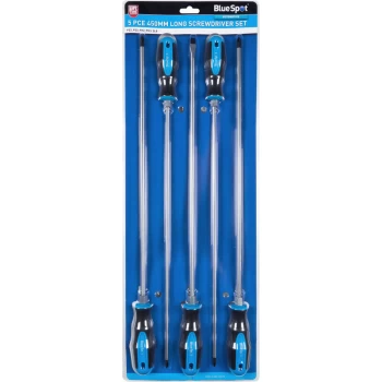 image of 12070 5 Piece 450mm (18') Long Screwdriver Set - Bluespot