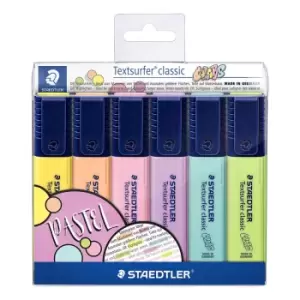 image of Staedtler Textsurfer Pastel Highlighters Pack of 6, Assorted