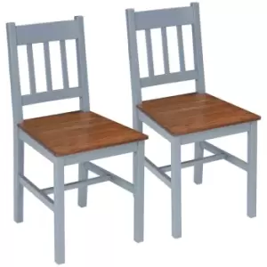 Image of HOMCOM Dining Chairs Set Of 2, Kitchen Chair With Slat Back, Pine Wood Structure For Living Room and Dining Room - Grey