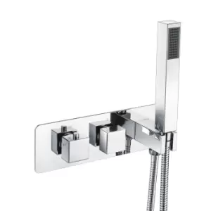 Image of Cube Square Thermostatic Concealed Shower Valve with Handset - 2 Outlet