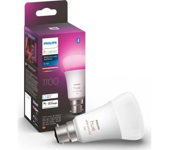 Image of PHILIPS HUE White & Colour Ambiance Bluetooth LED Bulb - B22, 1100 Lumens, White