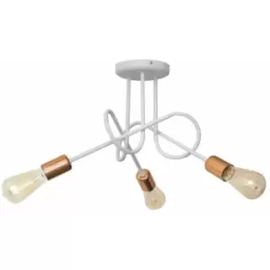 Image of Helam Oxford Multi Arm Semi Flush Ceiling Light White, Copper 50cm