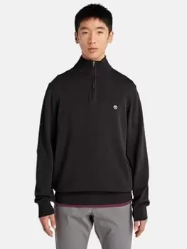 Image of Timberland Ls Williams River Cotton Yd 1/4 Zip Sweater, Black Size XL Men