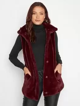 image of Long Tall Sally Dark Red Faux Fur Gilet, Red, Size 14, Women