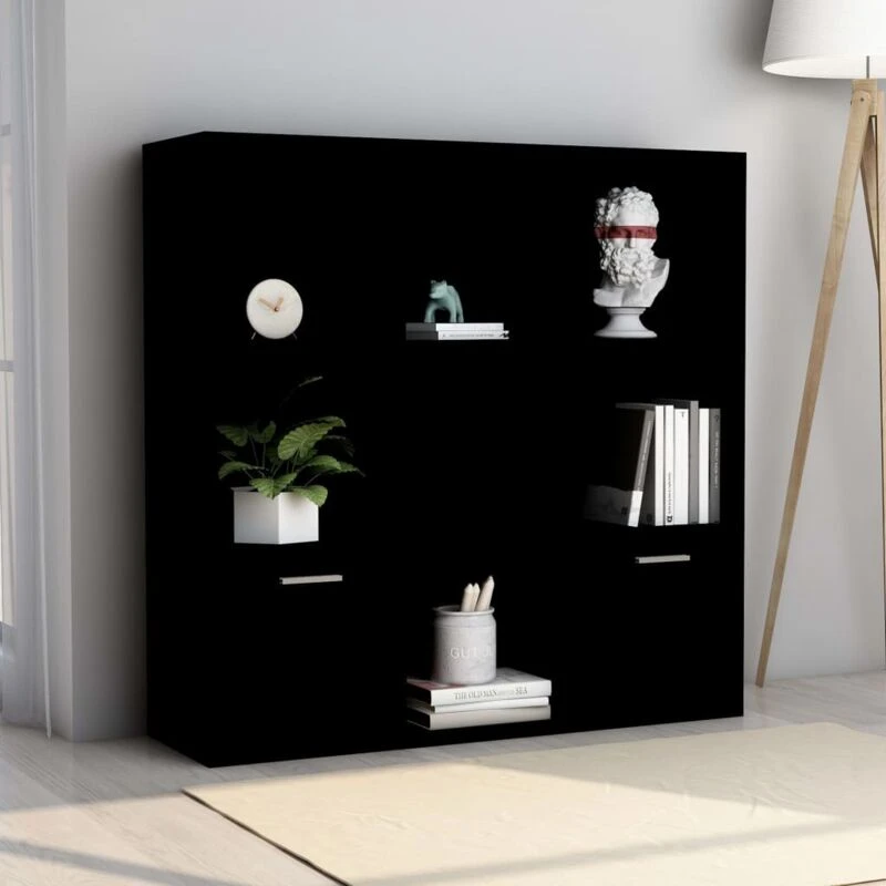 Image of VIDAXL Book Cabinet Black 98x30x98cm Engineered Wood Vidaxl 801117