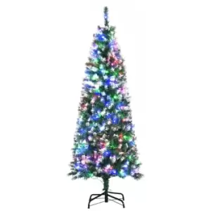 image of Christmas Tree Slim 5' with 250 Multi Coloured LED Lights - HOMCOM TJ Hughes