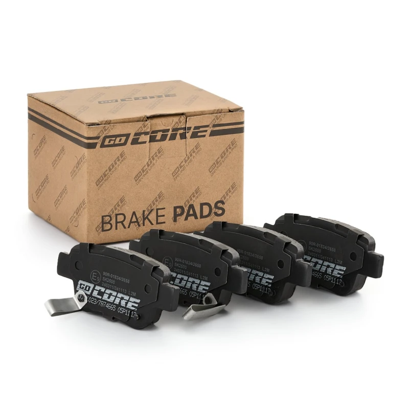 Image of goCORE GCD020023 Brake pad set Rear Axle, with acoustic wear warning, with anti-squeak plate Brake Pad Set,disc brake (402)