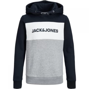 image of Jack and Jones & Jones Junior Logo Blocking Sweat Hoodie - Navy Blazer