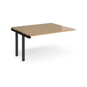 Image of Bench Desk Add On Rectangular Desk 1400mm With Sliding Tops Oak Tops With Black Frames 1200mm Depth Adapt