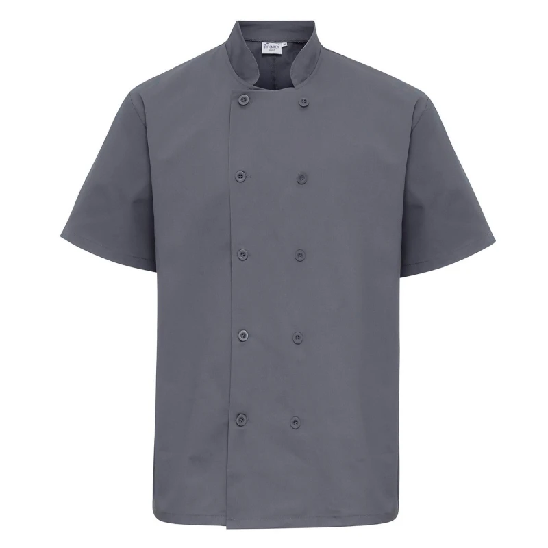Image of Premier Premier Men Short-Sleeved Chef Jacket in Dark Grey Size: 5X-Large Dark Grey 5XL Male 5063693786601