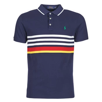 image of Polo Ralph Lauren POLO AJUSTE DROIT RAYE AVEC DETAILS DE COL ET DETAILS MANCHES EN mens Polo shirt in Multicolour - Sizes EU S,EU M,EU L,EU XL,EU XS