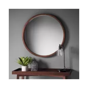 Image of Boho Retreat Round Dark Wood Mirror