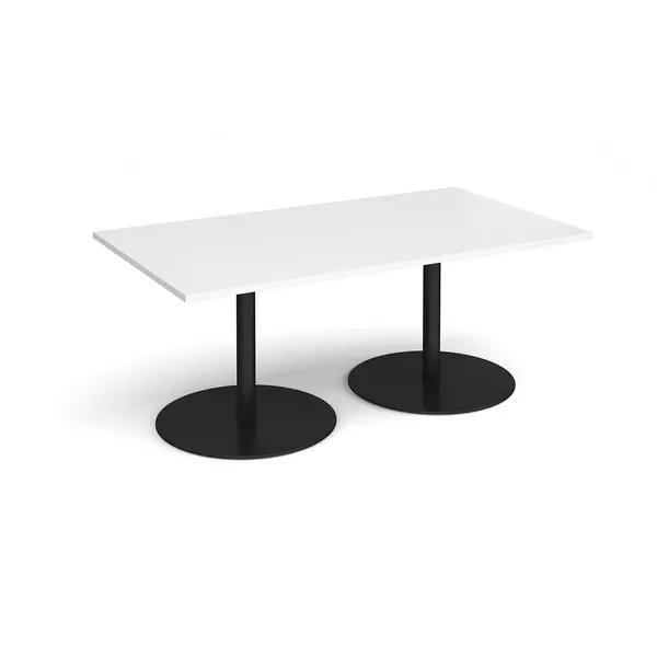 image of Eternal Rectangular Office Boardroom Table - White - Black Base - W1800mm