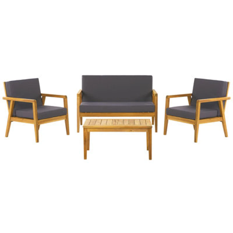 Image of Beliani Garden Lounge Set With Table 4 Seater Pallano Acacia Wood Dark Grey