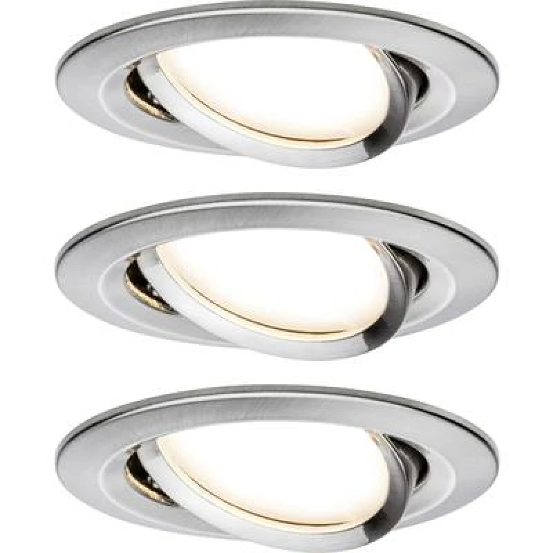 Image of Paulmann Paulmann 93878 Coin Slim LED recessed light 3 Piece set LED (monochrome) Built-in LED 18 W Iron (brushed) 93878