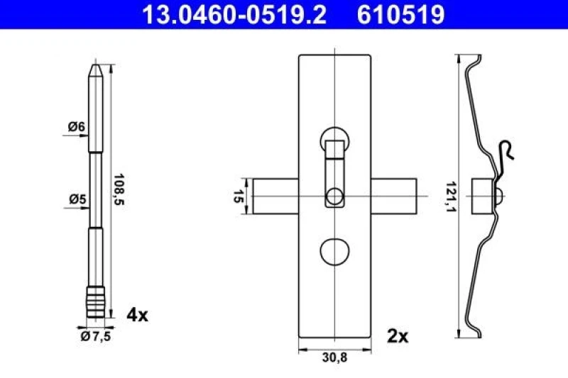 Image of Brake pad fitting kit ATE 13.0460-0519.2