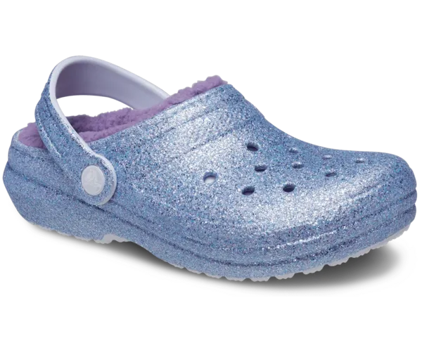 image of Crocs Kids Classic Lined Glitter Clogs Frosted Glitter C11