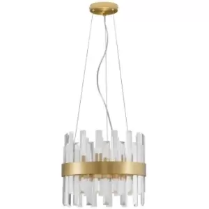 Image of Merano - Kimberley 5 Light Pendant Ceiling Light Satin Gold Metal Clear Crystal (30 pcs) LED G9